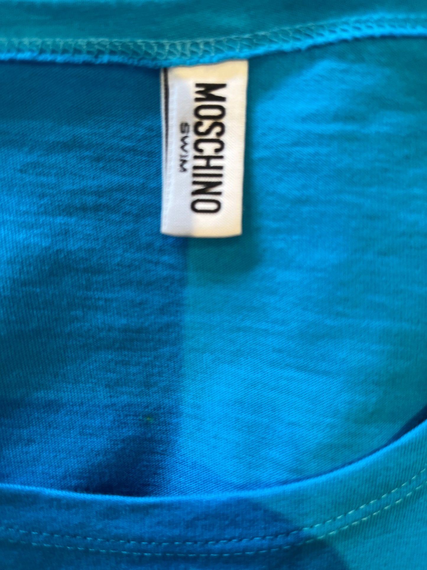 Moschino Women’s 100% Cotton Blue Logo Print Tee Size 10