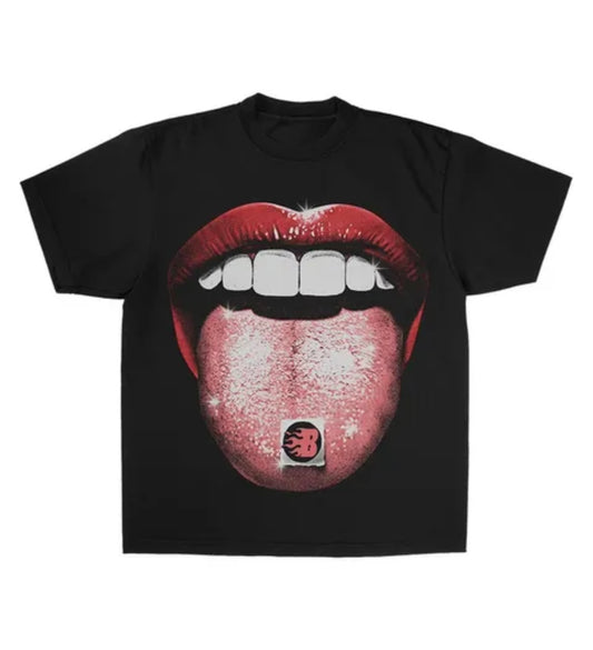 Lips N Trips Unisex 100% Cotton Black T Shirt Size Men’s Large