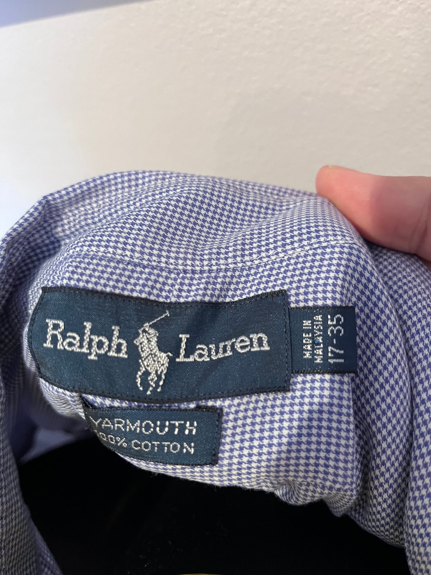 Ralph Lauren 100% Yarmouth Cotton Shirt Button Down Collar Size XL 17-35