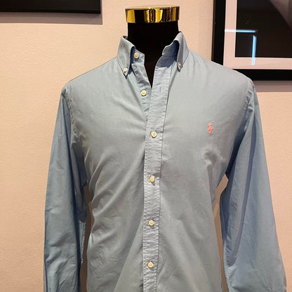 Ralph Lauren Polo Ralph Lauren 100% Cotton Pastel Blue Shirt Size Large Button Down Collar