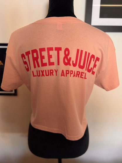 Street & Juice “Please I Want” Women’s Pink Cotton Crop Top Tee