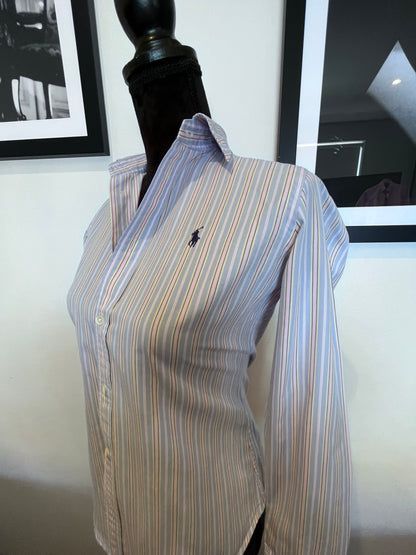 Ralph Lauren Women’s 100% Cotton Pink Blur Stripe Shirt Slim Fit Size 4