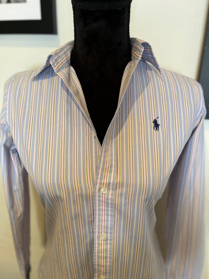 Ralph Lauren Women’s 100% Cotton Pink Blur Stripe Shirt Slim Fit Size 4