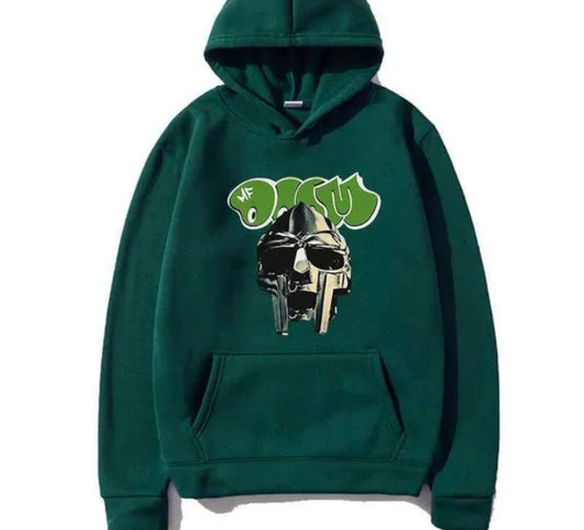 MF DOOM Fleece Grenn Metal Face Hoodie Chest Logo size Large