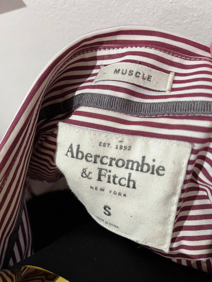 Abercrombie & Fitch 100% Cotton Muscle Red White Stripe Slim Fit Shirt Size S