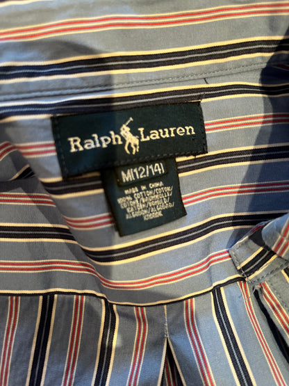 Ralph Lauren Women’s 100% Cotton Blue White Stripe Shirt Slim Fit Size M 12