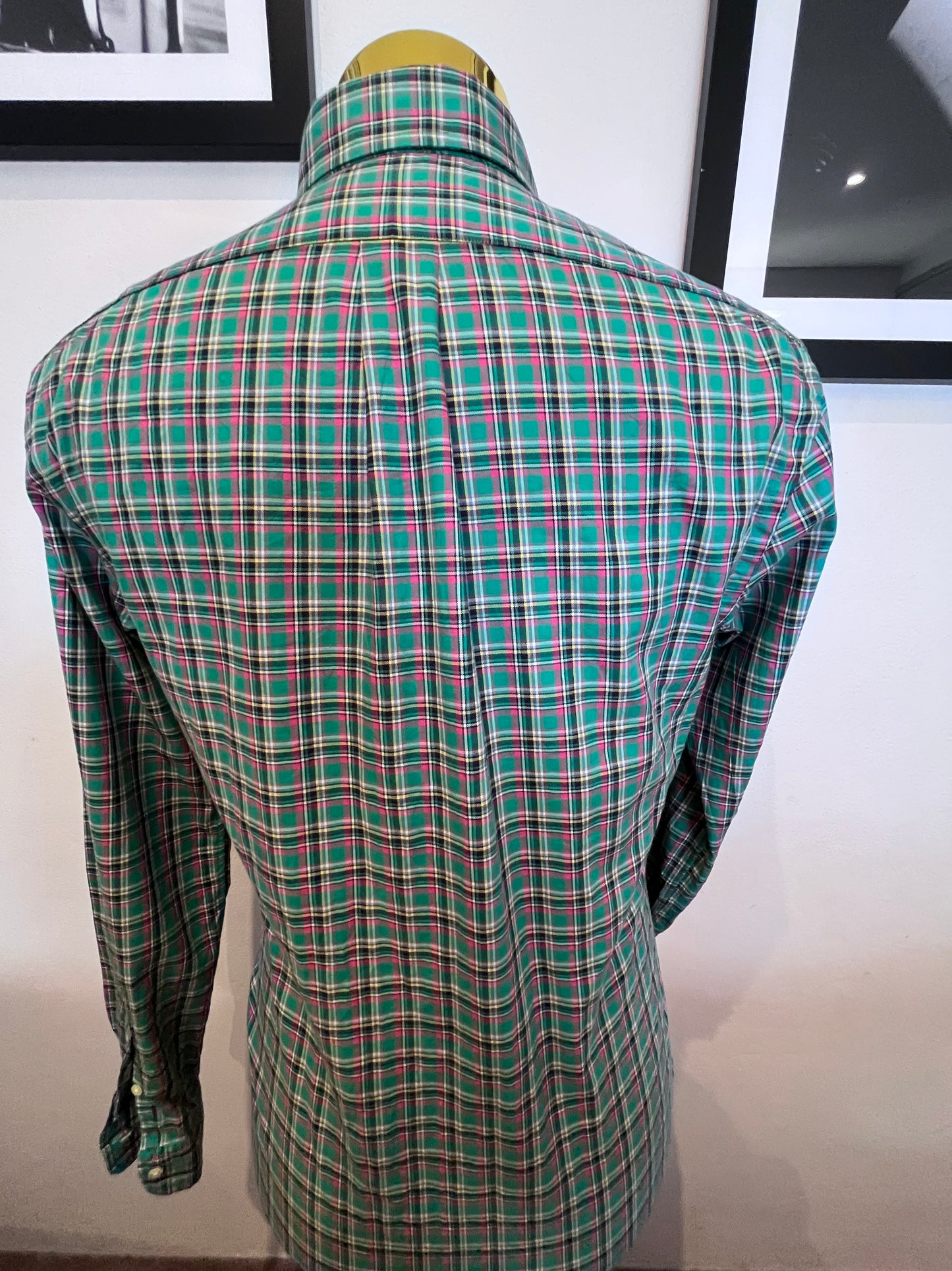 Ralph Lauren 100% Cotton Green / Pink Check Shirt Size S Classic Fit