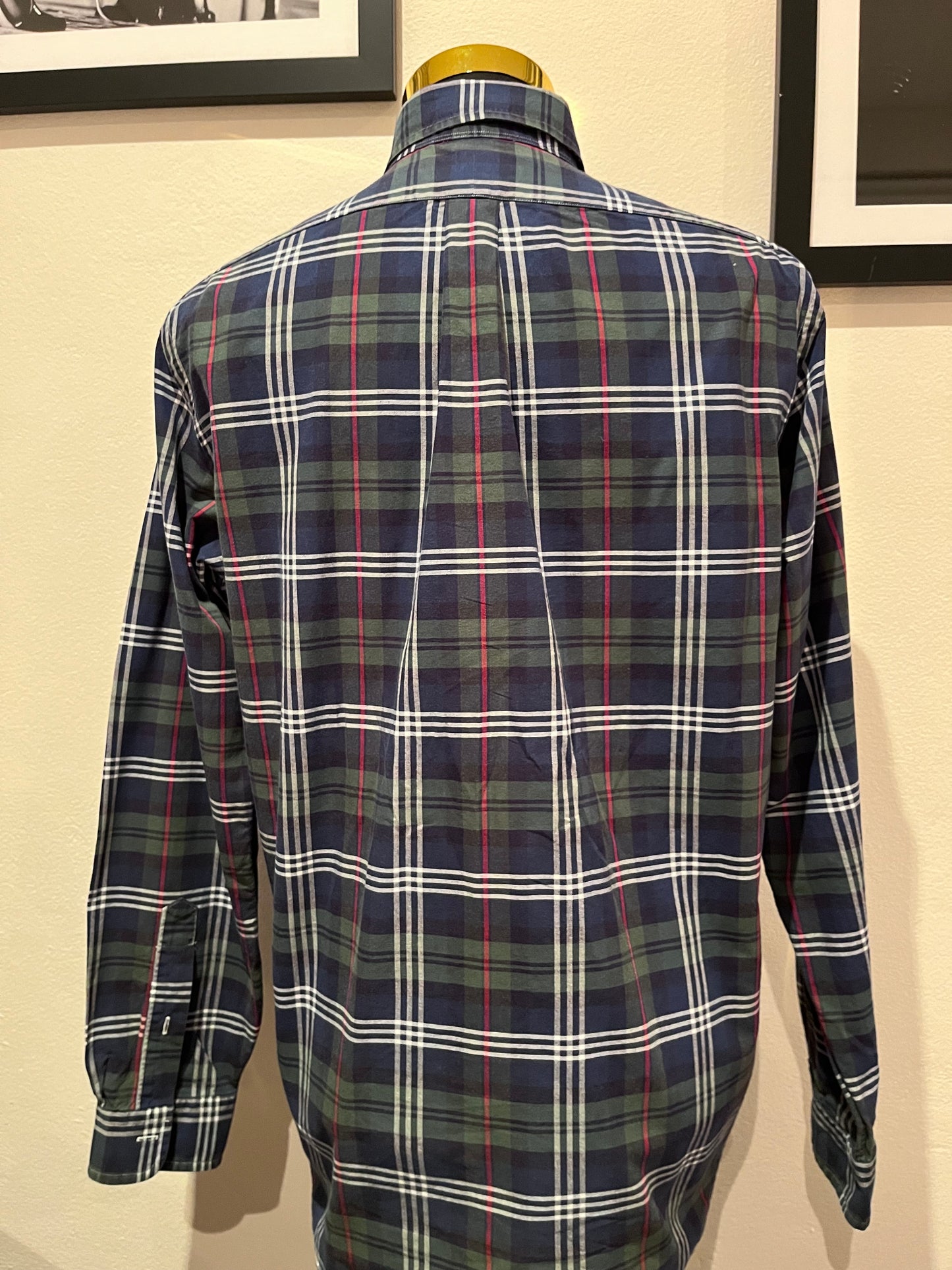 Ralph Lauren 100% Cotton Classic Fit Green Check Shirt Size Large Button Down