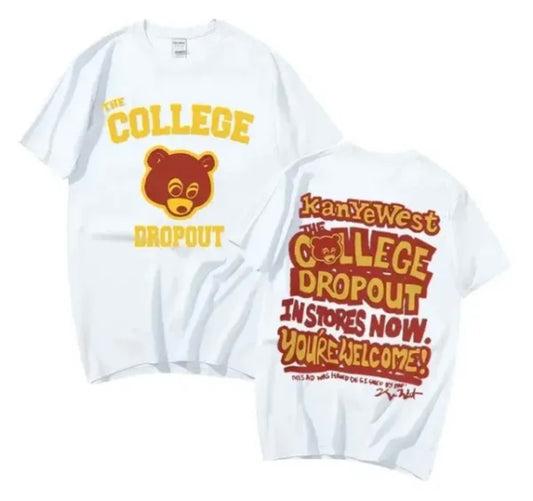 Kanye West “The College Drop Out” White Football Shirt Chest & Back Logo Print