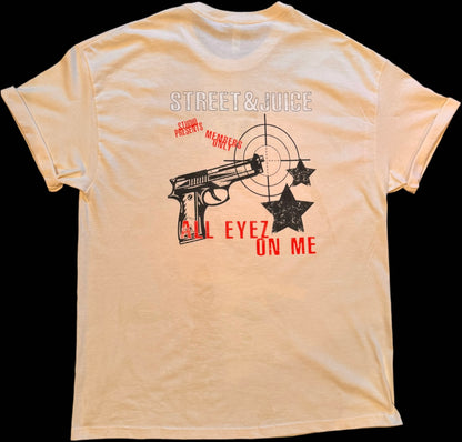 Street & Juice 2pac “All Eyez On Me” 100% Cotton Cream Chest Logo T Shirt