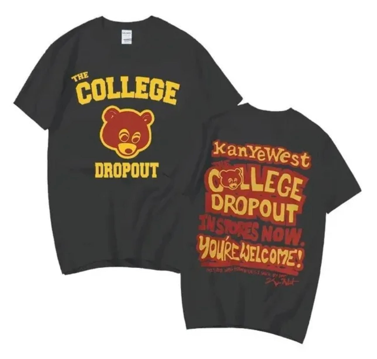 Kanye West “The College Drop Out” Charcoal Football ShirtChest & Back Logo Print