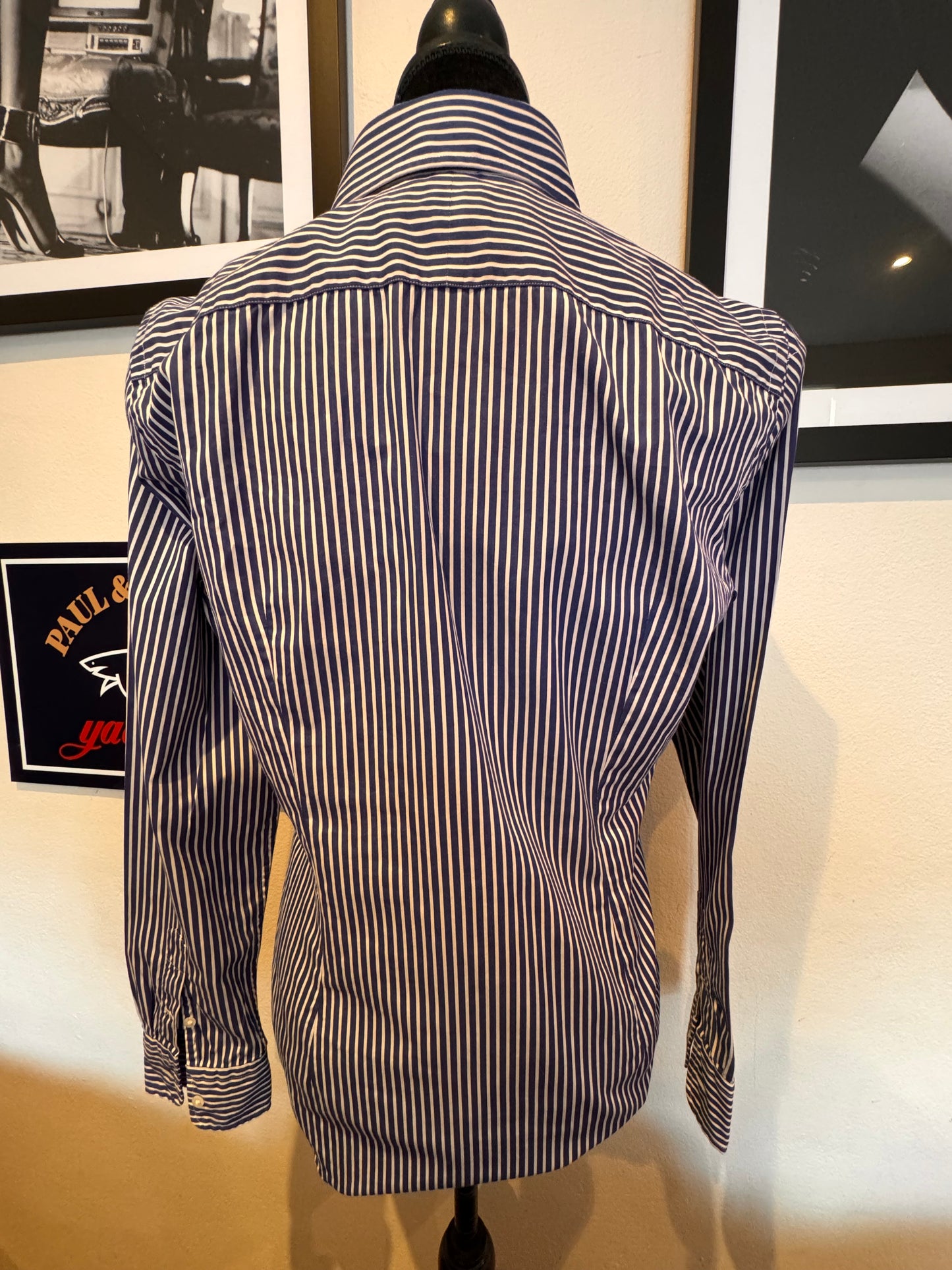 Ralph Lauren Women’s 100% Cotton Blue White Striped Shirt Slim Fit Size 12