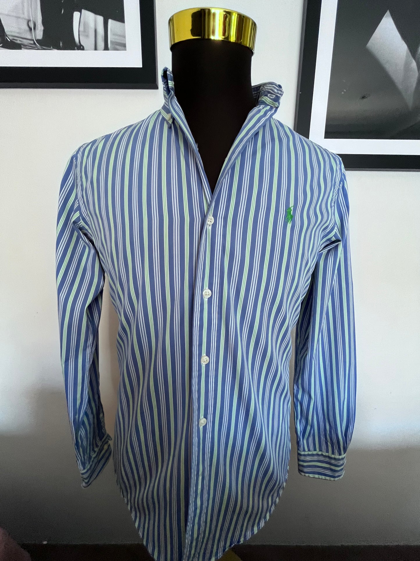 Ralph Lauren 100% Cotton Blue Green Button Down Shirt Size S Classic Fit, Fits Small to Medium