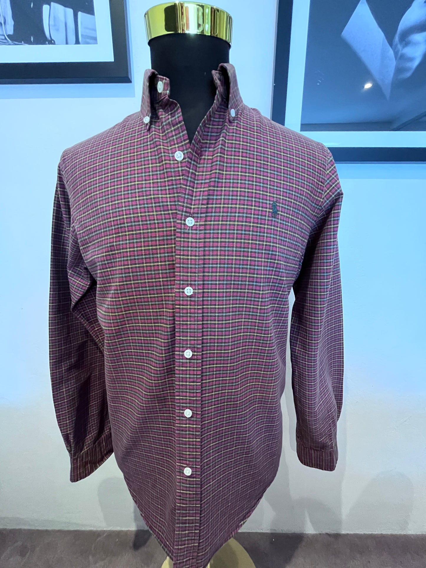 Ralph Lauren 100% Cotton Red Check Shirt Size Medium Classic Fit