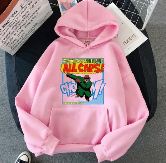 MF DOOM Mad Villain 100% Cotton Pink Chest Logo Hoodie