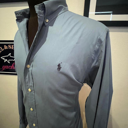 Ralph Lauren 100% Cotton Blue Shirt Classic Fit Size Large Button Down Collar