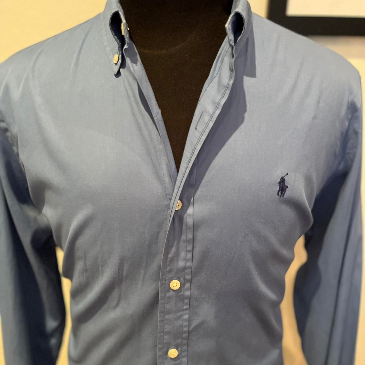 Ralph Lauren 100% Cotton Blue Shirt Classic Fit Size Large Button Down Collar