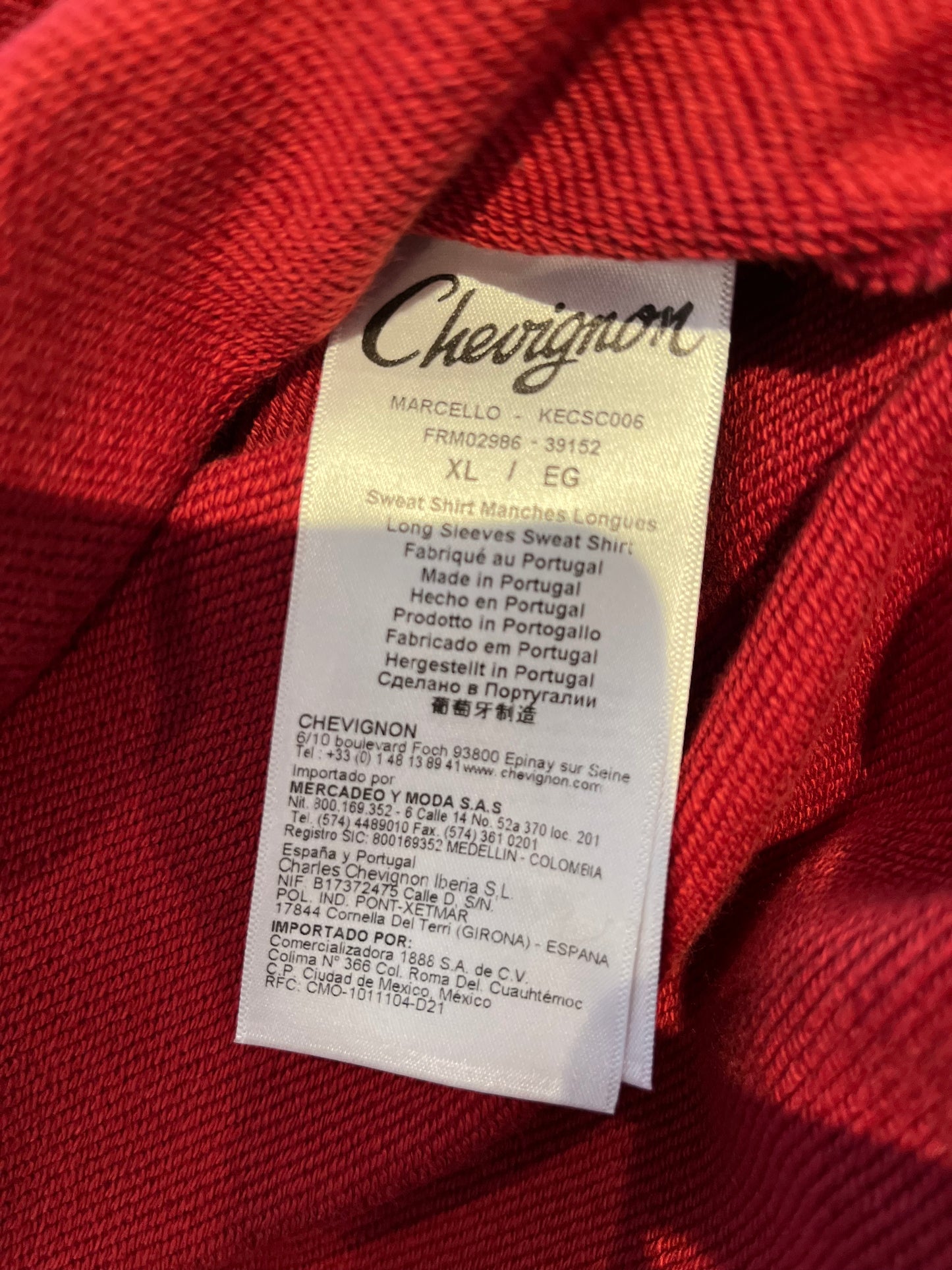 Chevignon 100% Cotton Logo Embroidered Sweater Size XL