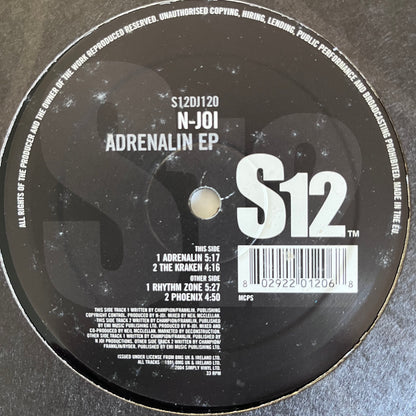 N-JOI “Adrenalin” EP 4 Track 12inch Vinyl Record Includes “The Kraken”