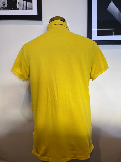 Polo Ralph Lauren 100% Cotton Custom Fit Yellow Polo Shirt Size Medium