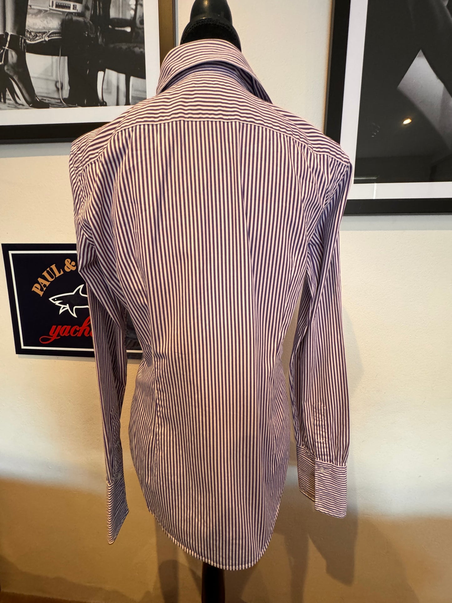 Ralph Lauren Women’s 100% Cotton Purple White Striped Shirt Slim Fit Size 12