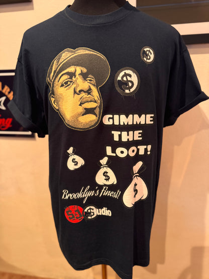 Street & Juice Biggie “Gimme The Loot” 100% Cotton Black Chest Logo T Shirt