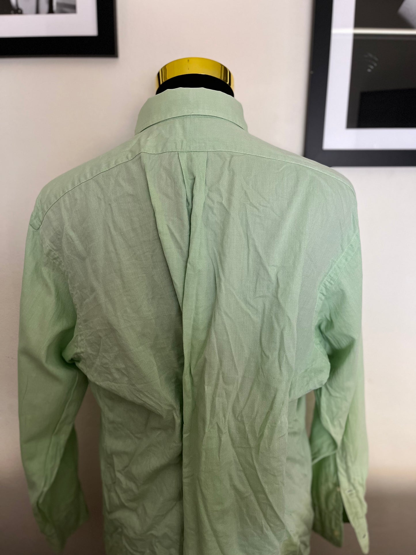 Ralph Lauren 100% Cotton Green Button Down Shirt Size L Classic Fit, Fits L to XL