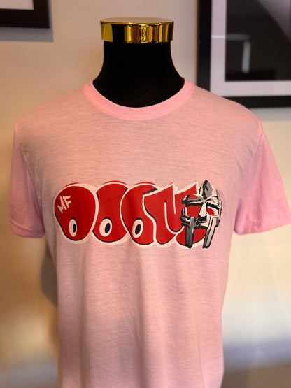 MF DOOM Cotton Blend Pink Metal Face Red Chest Logo Shirt