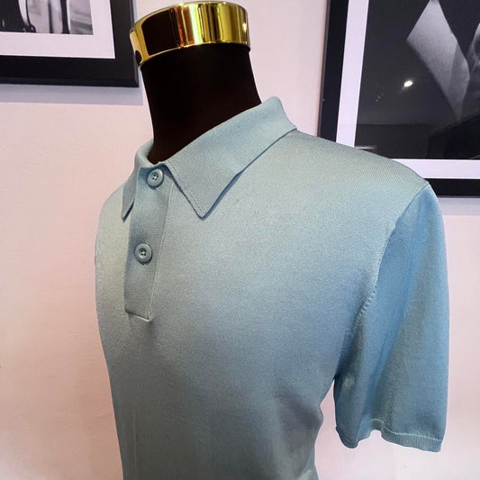 Sandro 82% Acetate Blend Powder Blue Polo Size XL