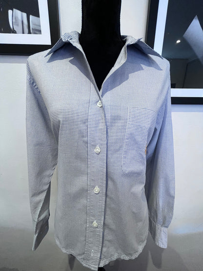 Ralph Lauren Women’s 100% Cotton Blue White Check Shirt Regular Fit Size 10