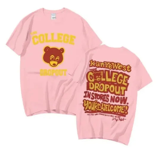 Kanye West “The College Drop Out” Pink Football Shirt Chest & Back Logo Print