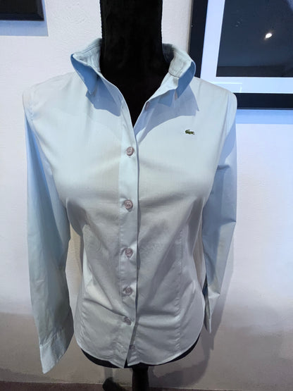 Lacoste 100% Cotton Women’s Baby Blue Shirt Size 42 Slim Fit