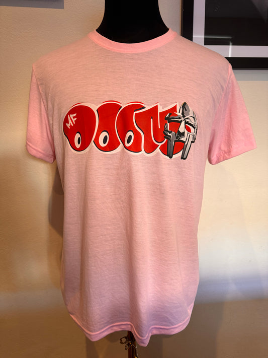 MF DOOM Cotton Blend Pink Metal Face Red Chest Logo Shirt