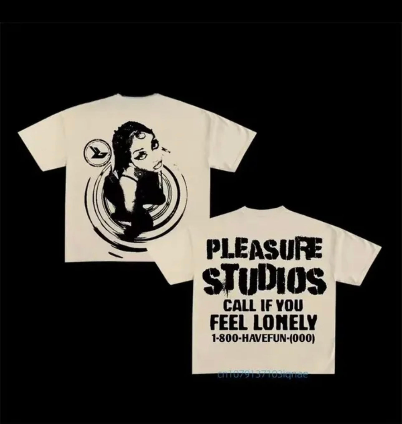 Pleasure Studios 100% Cotton Men’s Cream Logo Cream Harajuku Tokyo Style T Shirt