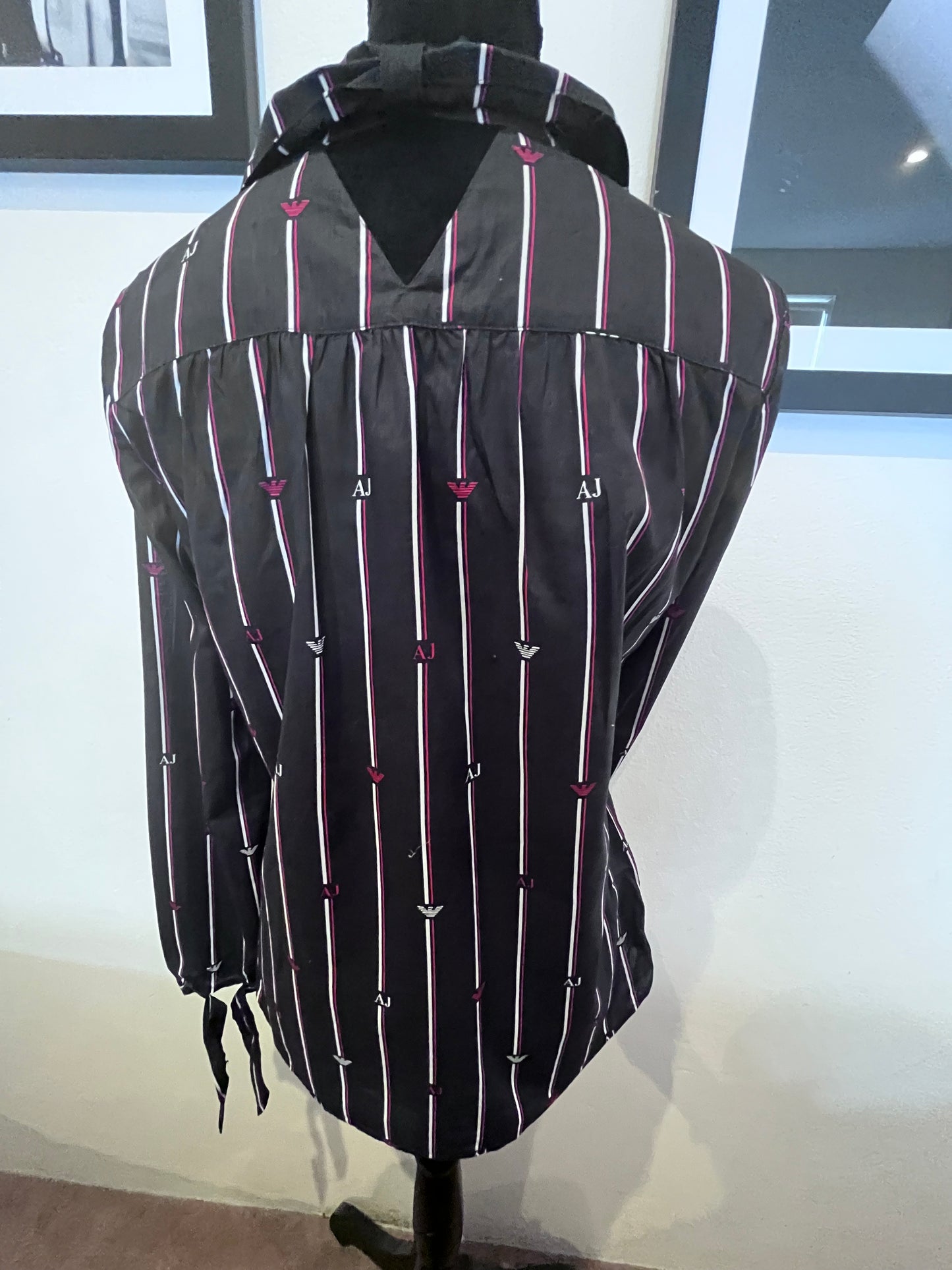 Armani AJ 100% Cotton Women’s Black Stripe Shirt Size 6