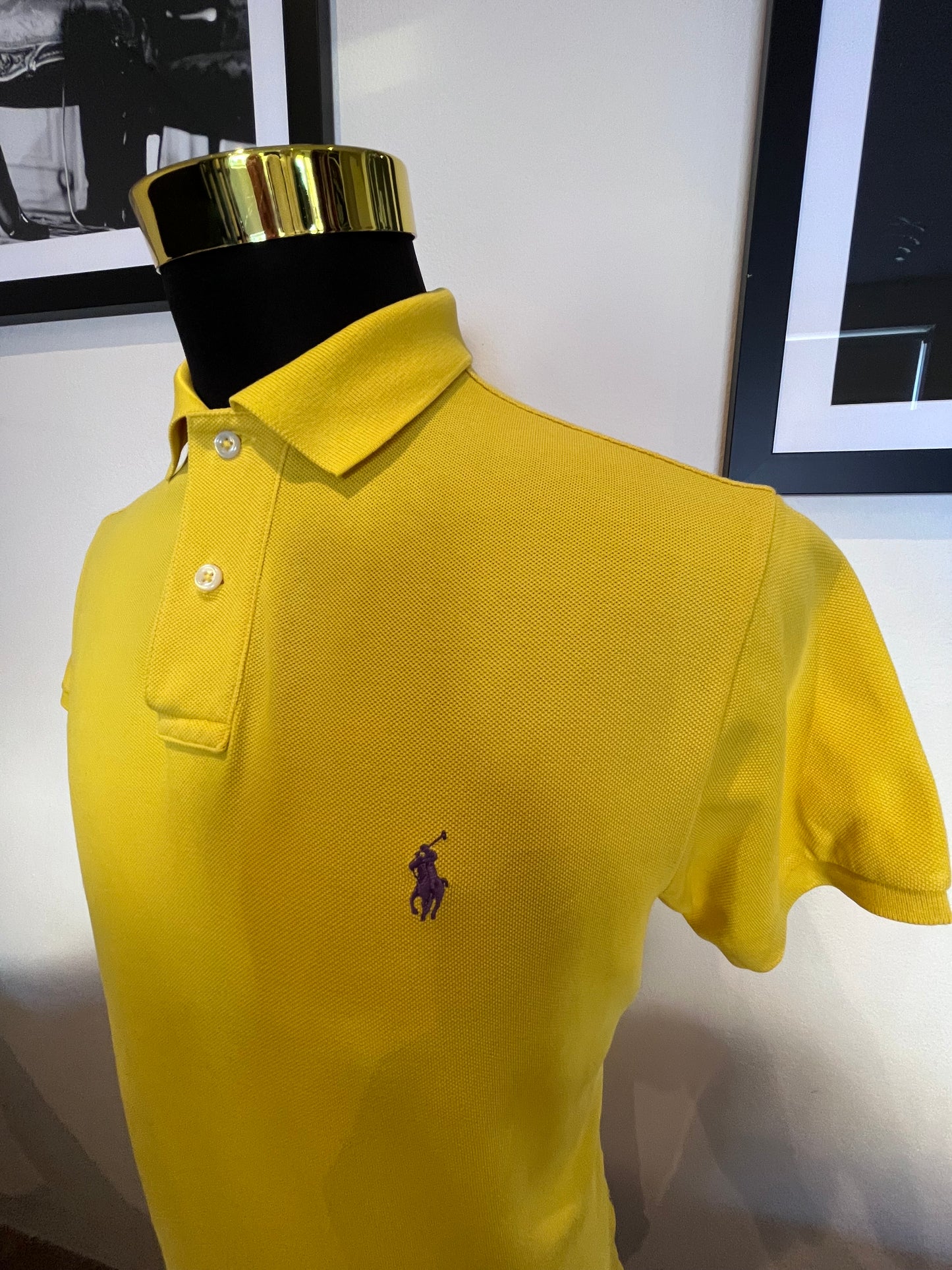 Polo Ralph Lauren 100% Cotton Custom Fit Yellow Polo Shirt Size Medium