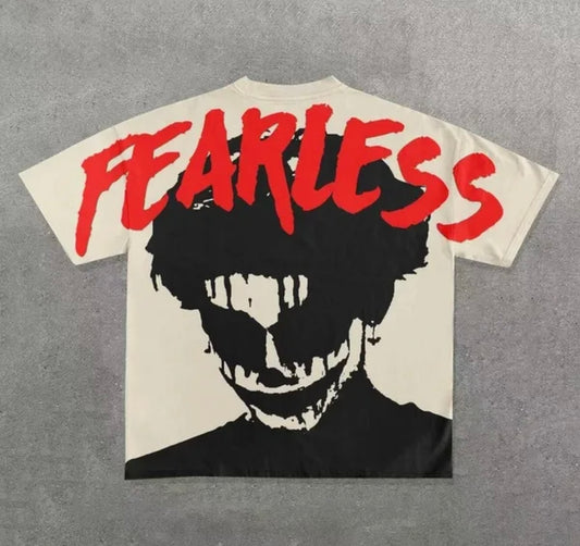 Fearless 100% Cotton Men’s Ivory Logo Cream Harajuku Tokyo Style Tee