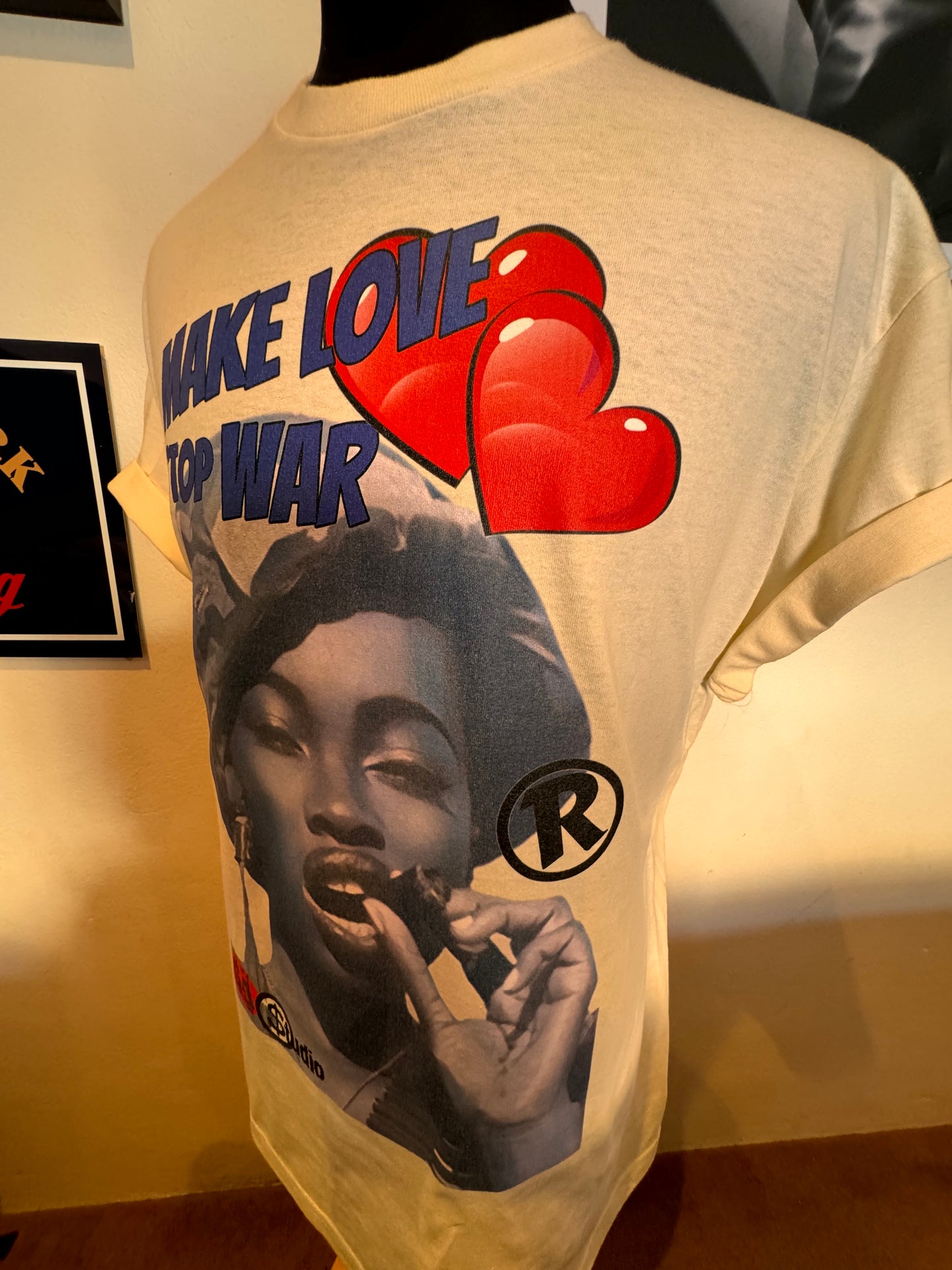 S&J “Make Love Stop War” 100% Cotton White Chest Logo T Shirt