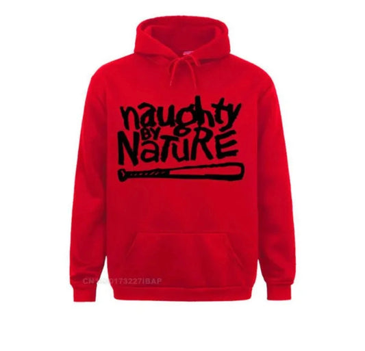 Naughty By Nature Fleece Red Front Pocket Draw String Hoodie