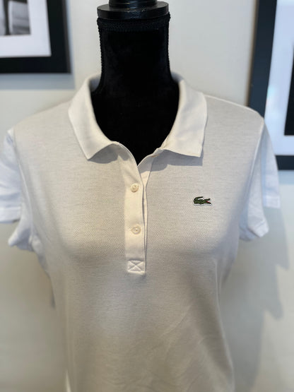 Lacoste Women’s 100% Cotton White Polo Shirt Size Small Classic Fit