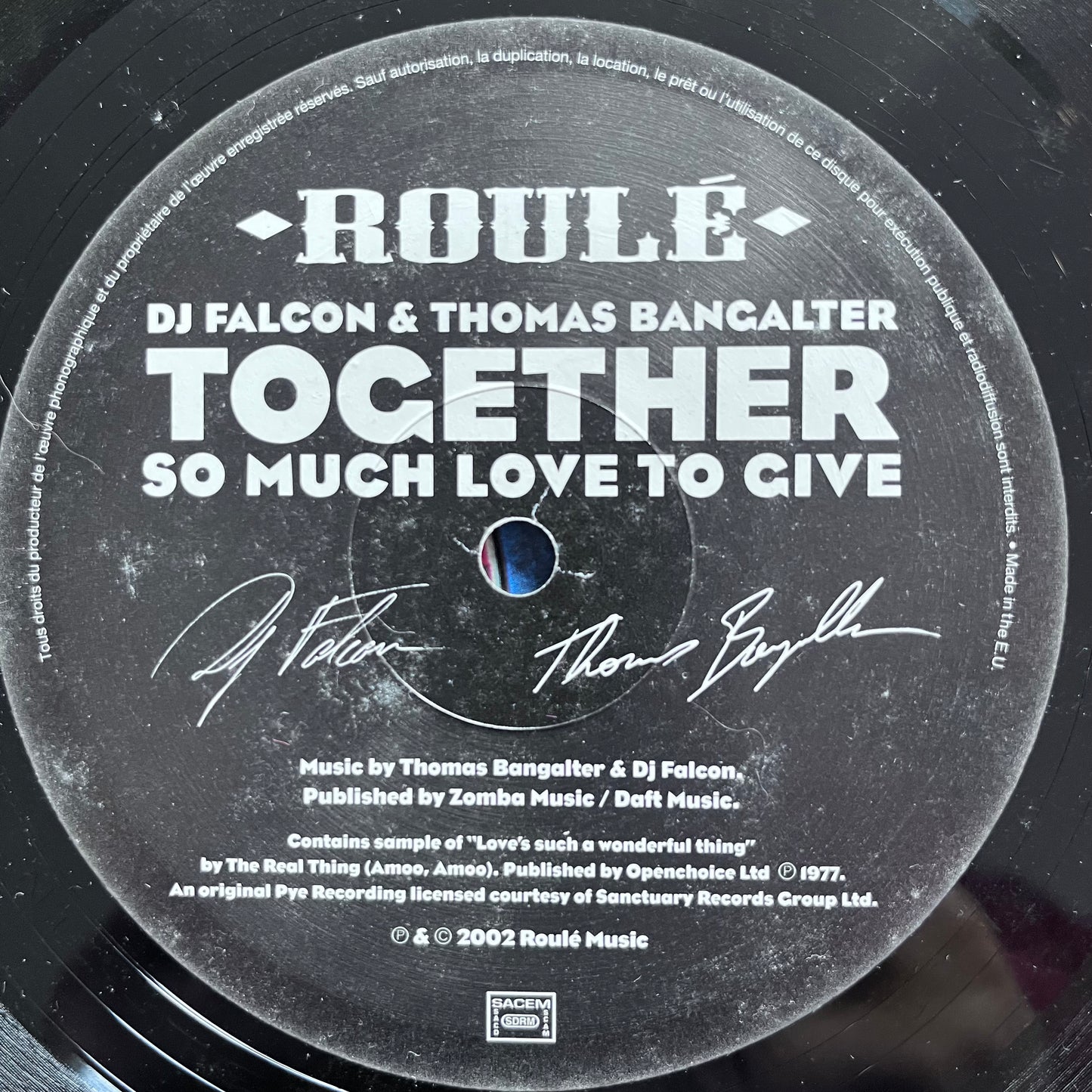 Together “So Much Love To Give” Single Sided 1 Track 12inch Vinyl Record