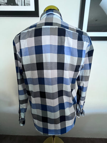 Lacoste 100% Cotton Blue White check Shirt Size M Classic Fit