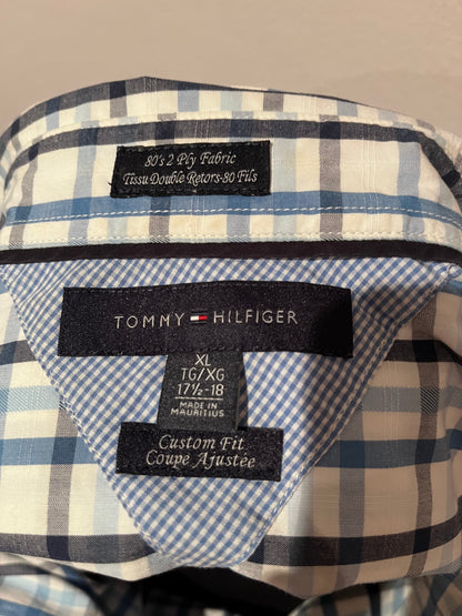 Tommy Hilfiger 100% 2 Ply Fabric Cotton Check Custom Fit Size Large