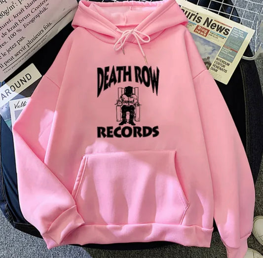 Death Row 100% Cotton Pink Draw String Hoodie Size Large 2pac Snoop Dogg West Coast