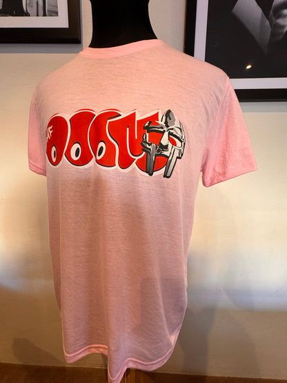 MF DOOM Cotton Blend Pink Metal Face Red Chest Logo Shirt