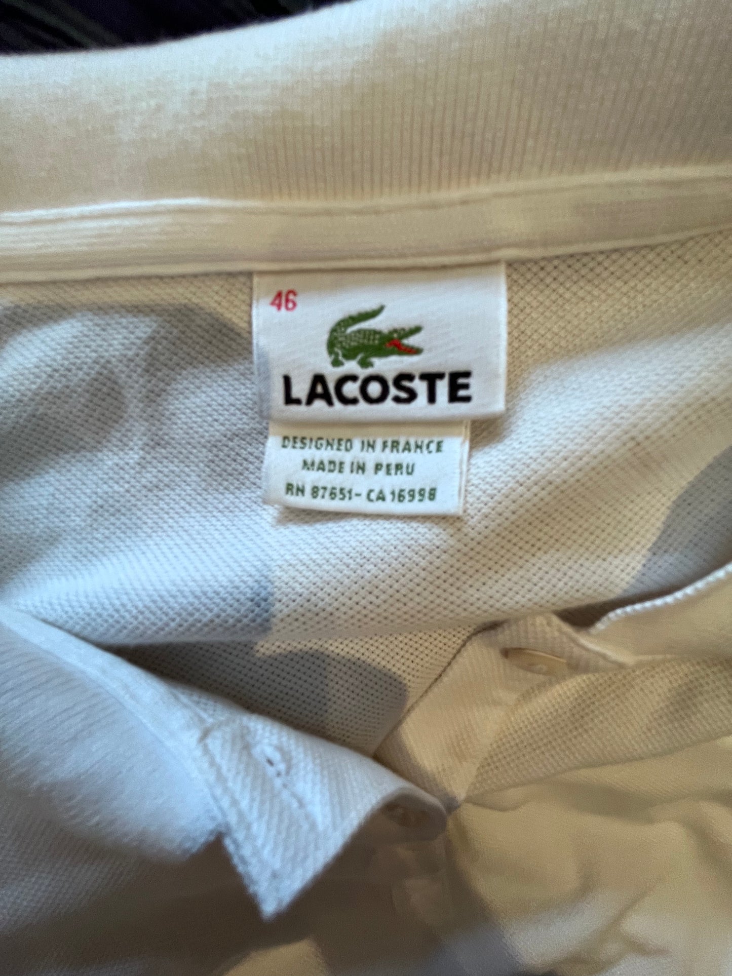 Lacoste Women’s 100% Cotton White Polo Shirt Size Small Classic Fit