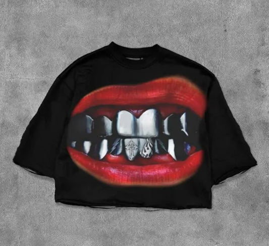 Lips N Grillz Unisex 100% Cotton Black T Shirt Size Men’s Large