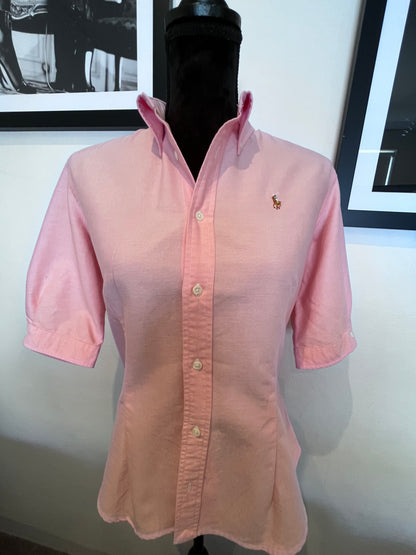 Ralph Lauren Women’s 100% Cotton Pink Shirt Slim Fit Size 8