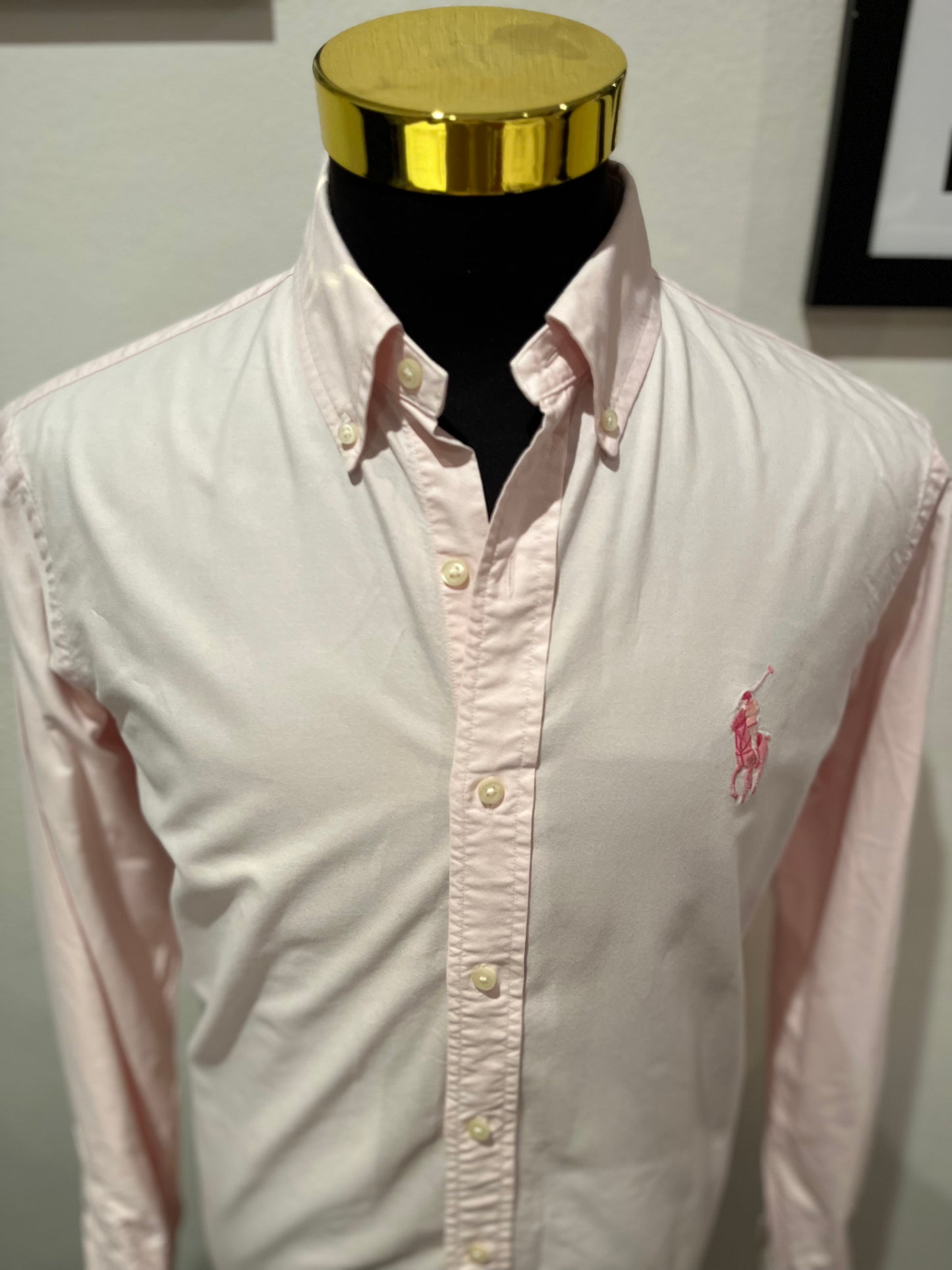 Ralph Lauren Pink Pony 100% Cotton Classic Fit Shirt Size Large Button Down Collar