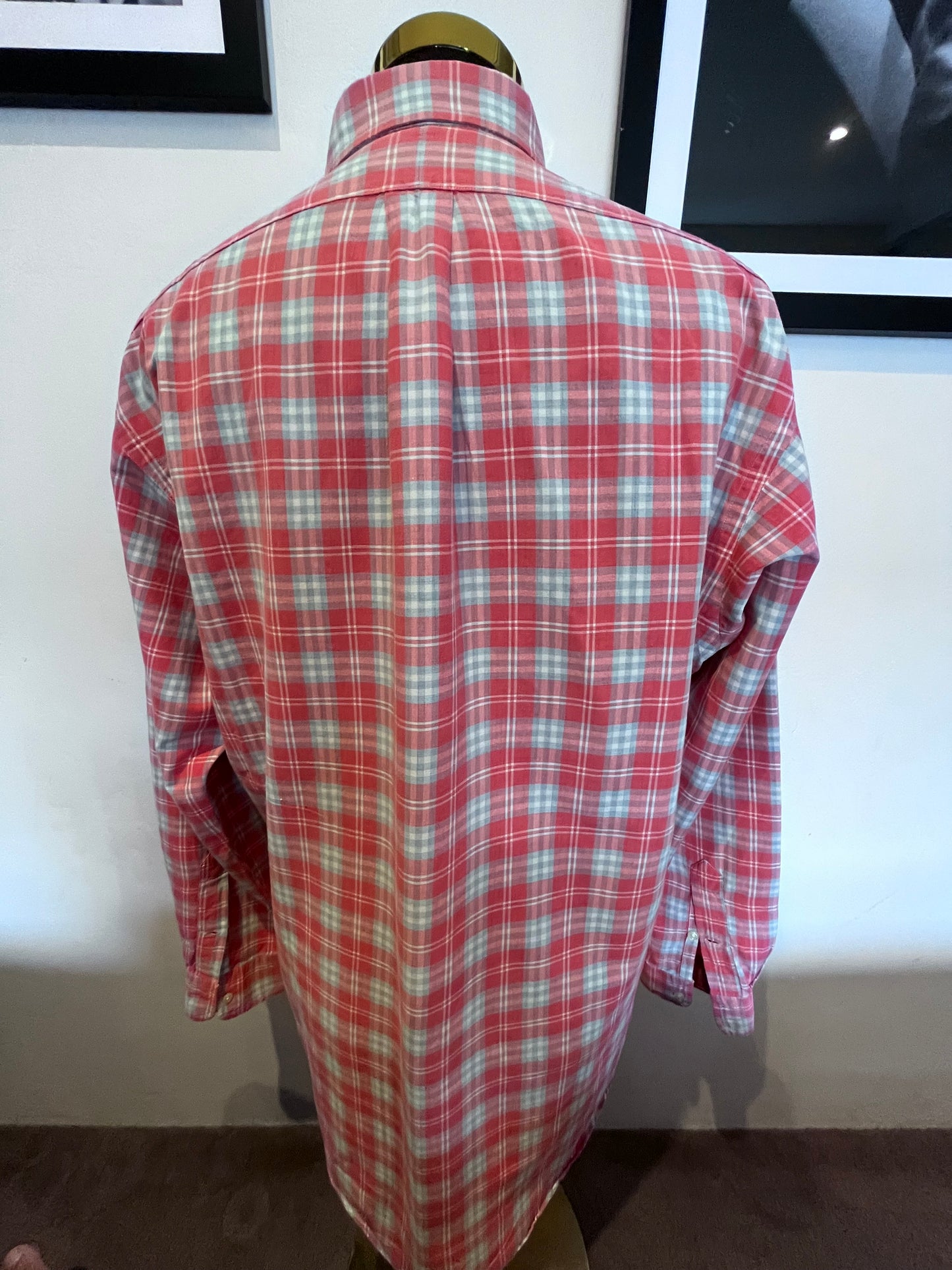 Ralph Lauren 100% Cotton Pink Check Shirt Size US M UK Large Classic Fit Button Down Collar